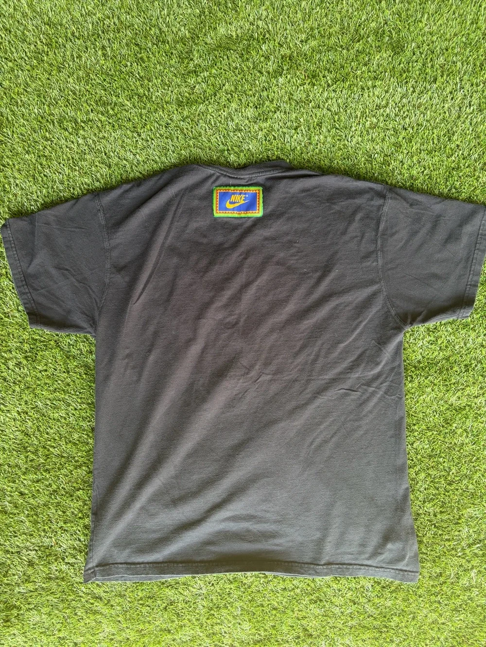 Nike Black Tee with Rainbow Peace Sign and Multicolor 'Just Do It'